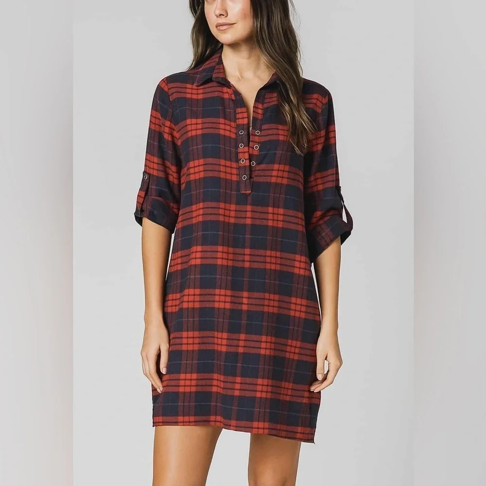 🧨 5/$25 Women’s Plaid Mini Shirt Winter Dress